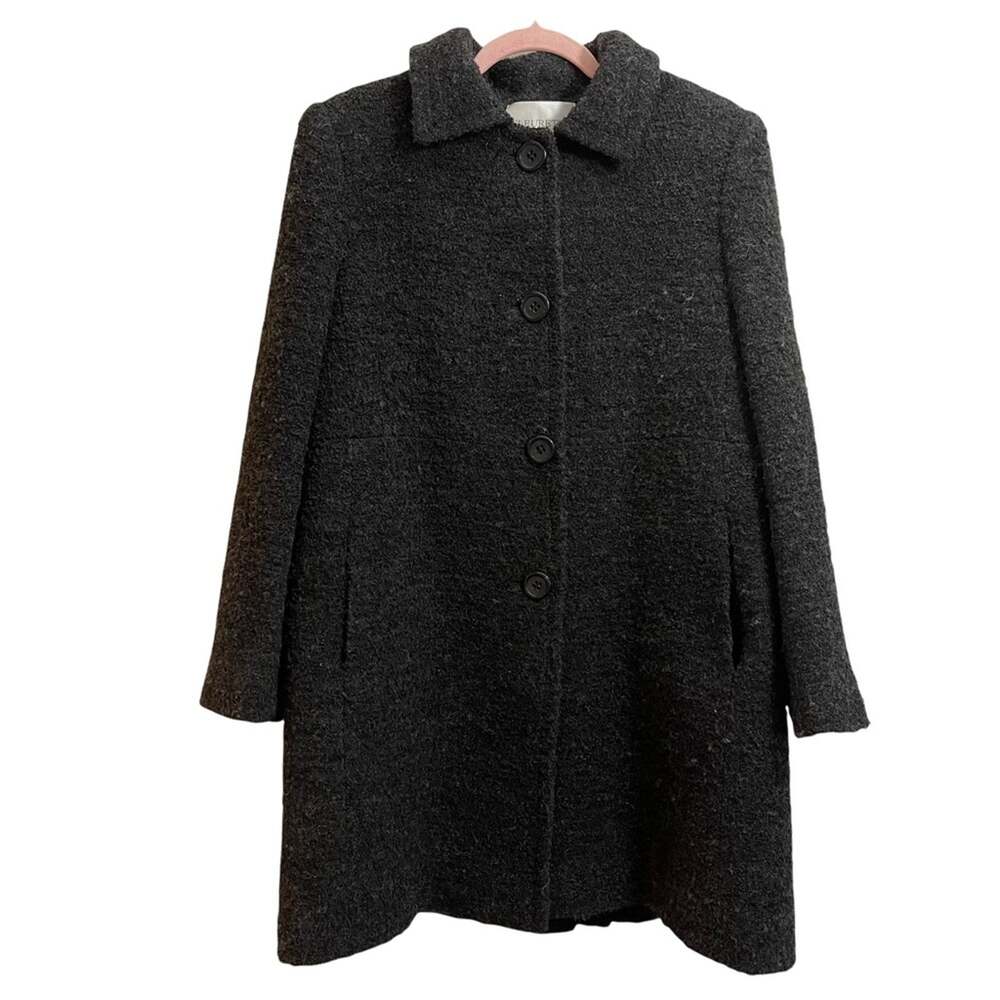 Fleurette Dark Gray Wool Blend Coat